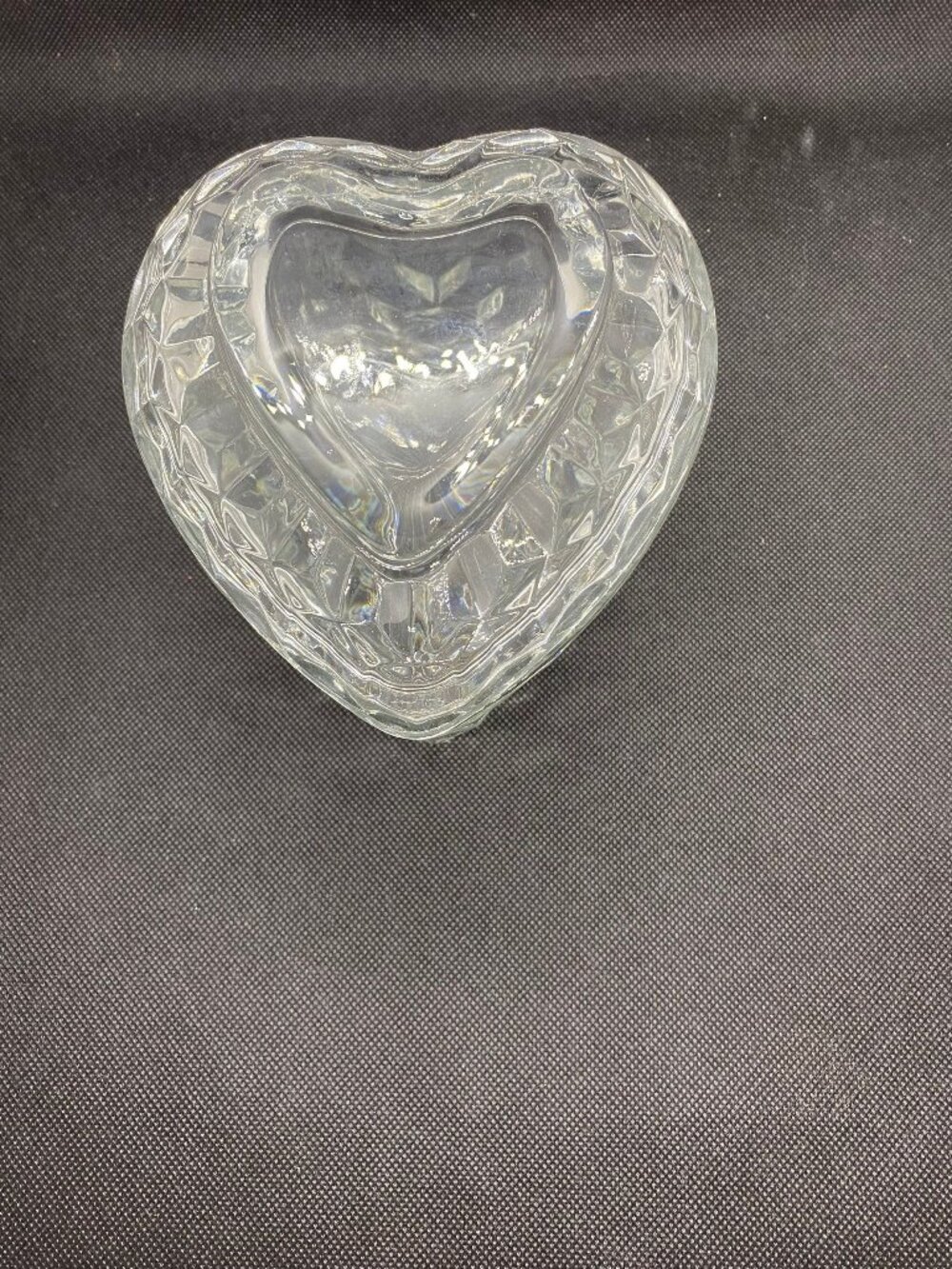Homco Clear Glass Heart Trinket Box